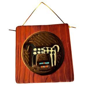 Chicken Creek Carved Wooden Wall Plaque Warrior Horse Western Americana Folk Art